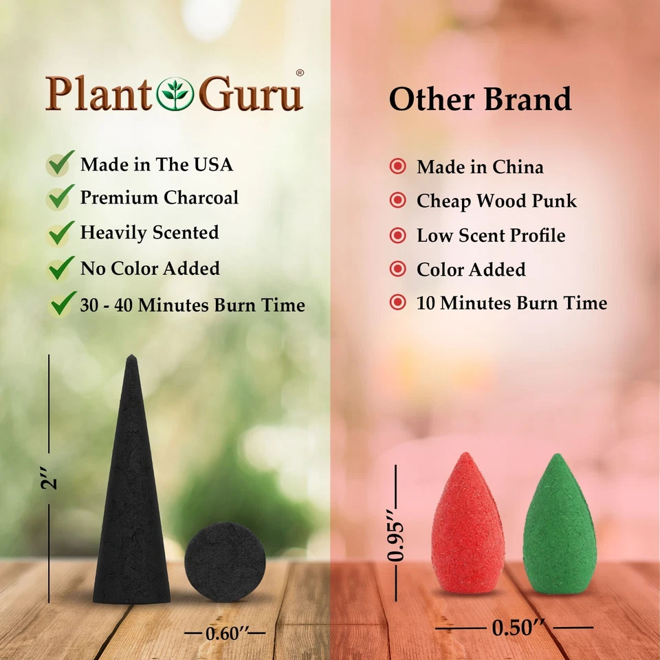 Lote de 100 conos de incienso de carbón Jumbo de 2" TOPFLOW a granel para soporte de quemador variedad Foto 4 de 4