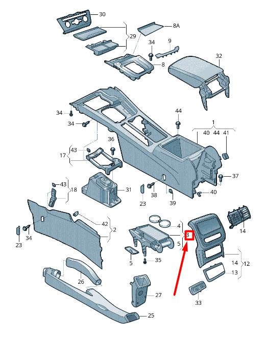 Porte-gobelet pour console centrale Volkswagen Passat B8 3G 3G0862531F4Cr