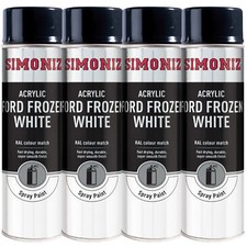 Simoniz Acrylic Ford Frozen White Aerosol Spray Paint Durable Smooth 500 mL x4