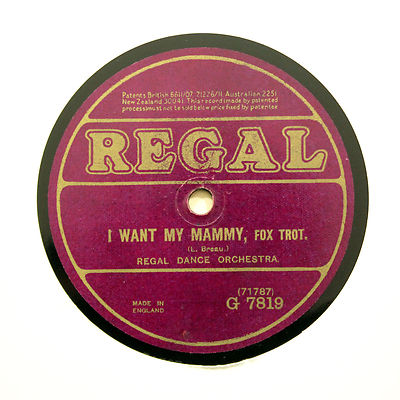 REGAL DANCE ORCHESTRA ''Sally / I Want My Mammy'' 1922 REGAL G-7819 [78 RPM]