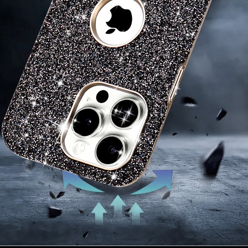 Women Bling Glitter Shockproof Plating Case For iPhone 16 Pro Max 15 14 13 12 - Photo 5 sur 19