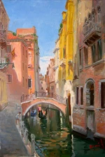 Venice, Ponte Barbarigo, Landscape on canvas by Star
