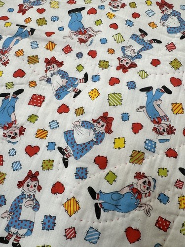 Raggedy Ann & Andy Christmas Fabric Vintage Elephant Blanket 45x38in - Picture 5 of 9
