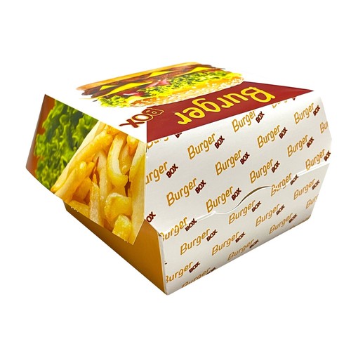 Takeaway Burger Box Recyclable Containers Kraft Card Food Boxes With Hinged Lid - Picture 15 of 16