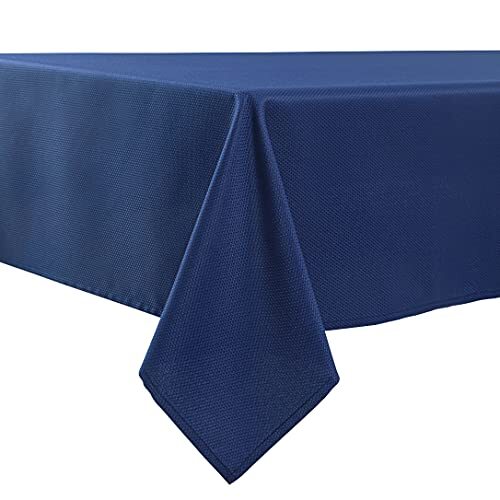 Textured Fabric Tablecloths 70 X 70 Inches Square Navy Water Resistant Tablec... - Picture 7 of 8