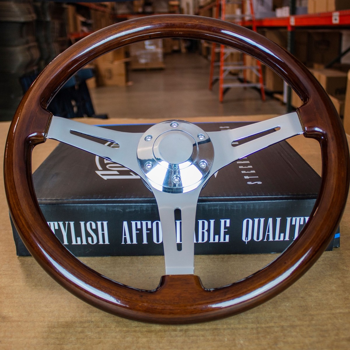 DYNAMIC Wood Steering wheel φ35.0cm Steering Wheel FUTA Universal in Real Wood 350mm Chalice