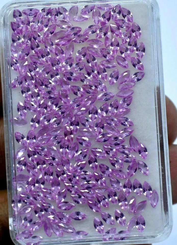 197 Pcs Ceylon Pink Sapphire Marquise Cut 3.90/1.92 MM Loose Gemstone Treated  - Image 4 of 4