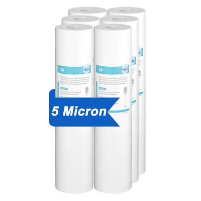 1-6 Pack 5 Micron 20x4.5'' PP Sediment Water Filter for Big Blue Whole House Well