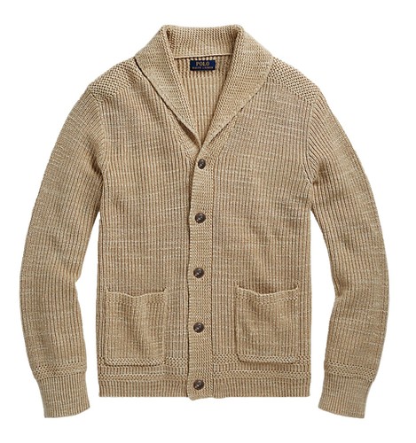 VTG 90s Polo Ralph Lauren Lambs Wool Beige V Neck Sweater Cardigan