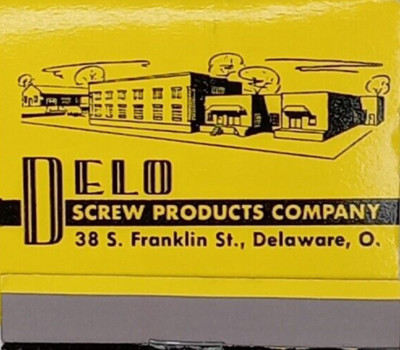 Delaware Ohio Delo Screw Products Full Matchbook Truck Plane Vintage Aristocrat
