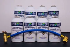 R134a Replacement Refrigerant with dye, 8 CANS, Charging Hose.