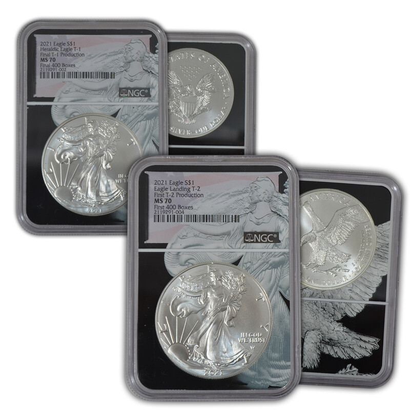 2-Coin Set of 2021 First 400 & Last 400 NGC MS 70 American Silver