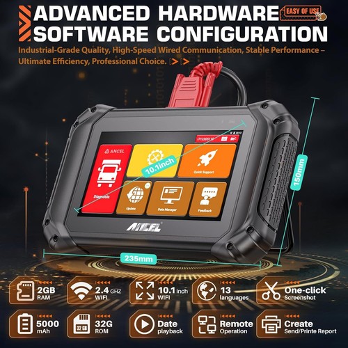 ANCEL V5 HD Heavy Duty Truck Scanner Bidirectional Diesel Auto Diagnostic Tool - Picture 5 of 10