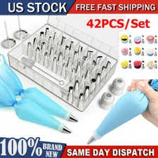42PCS Cake Decorating Tools Kit Cupcake Piping Tips Pastry Icing Bags Nozzles US