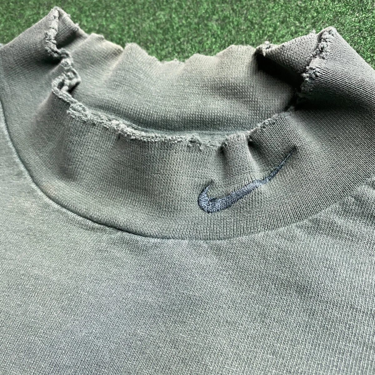 Vintage Nike Sweatshirt Mens XXL Green Tonal Mock Neck 90S Faded