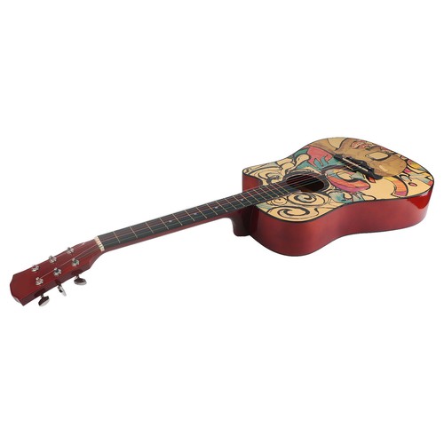 Wooden Guitar 38in Graffiti Pattern High Density Fingerboard Acoustic Guitar For - Picture 4 of 22