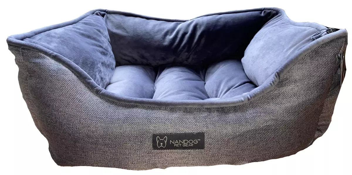 NANDOG Pet Soft Reversible Grey Gray Tweed Dog Cat Bed Sm Med