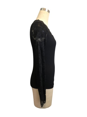 Sexy Womens Shirts Blouse Summer Long Sleeves Lace V Neck Stretch Tops Tee Size - Foto 11 di 29