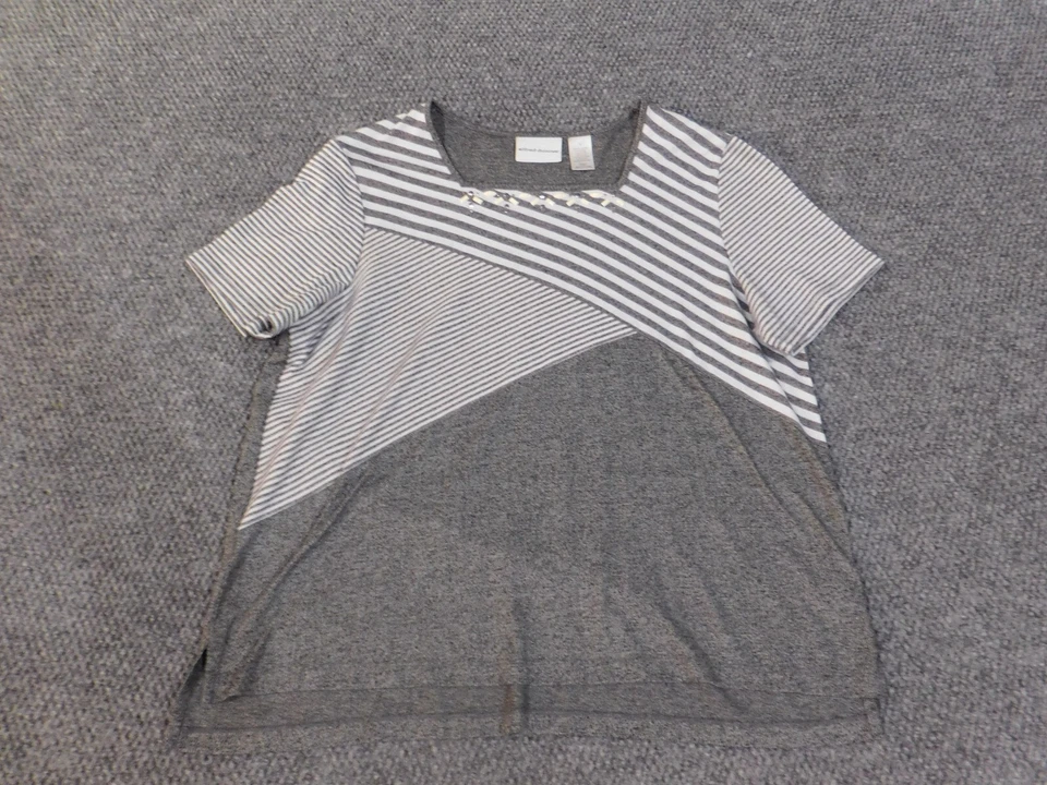 Alfred Dunner Top Grande Gris Rayas Mujer Geométrico Elástico Poliéster Jersey Foto 4 de 4