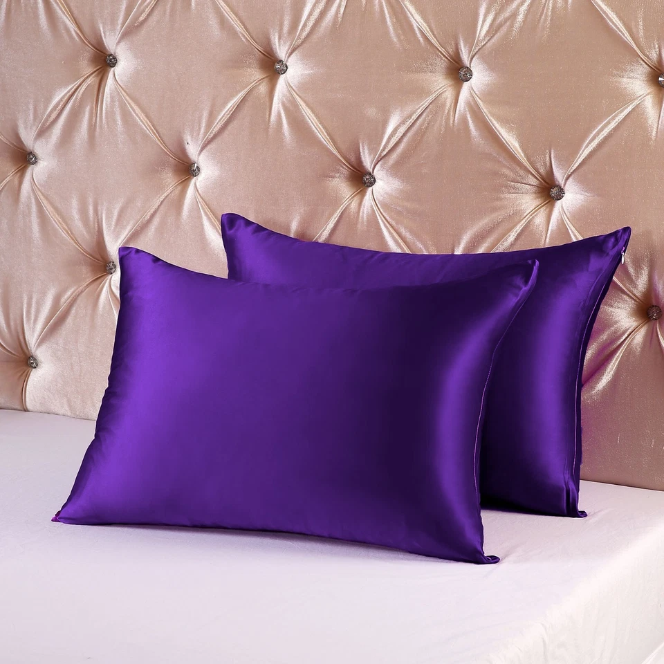 Funda de almohada color satinado suave cómoda S23 Foto 3 de 4