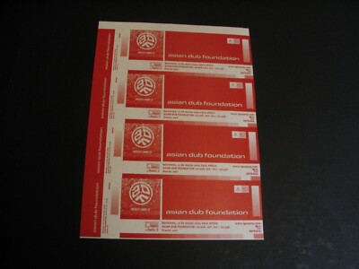 ASIAN DUB FOUNDATION SET 4 TICKETS PROMOTER PROOFS NOT NUMBERED BARCELONA 2003