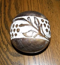 Decorative Solid 4" Wood Sphere Grape Leaf Band  Round Sphere Orb BAll Decor
