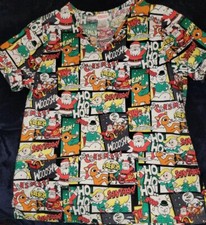 Theme Christmas Rudolph The Red Nosed Reindeer Womens Medical Scrub Top Medium
