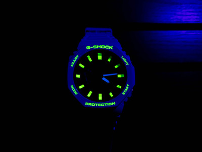 Hand-Painted Casio G-Shock Neon Green Blacklight reactive Rave - CasiOak Watch