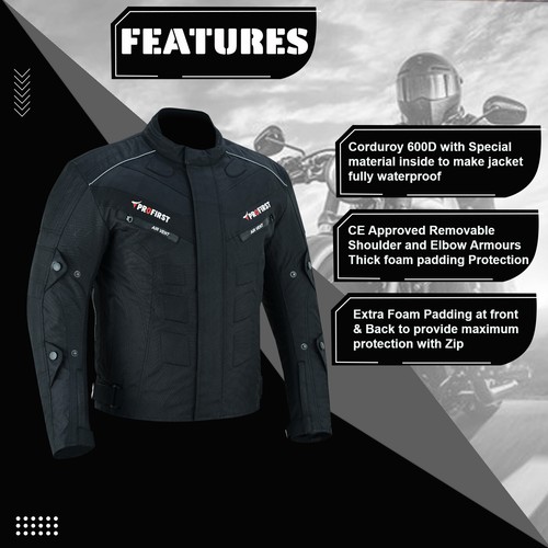 Mens motorcycle jackets Textile Cordura CE Armoured Waterproof Motorbike Jacket - Picture 8 of 83