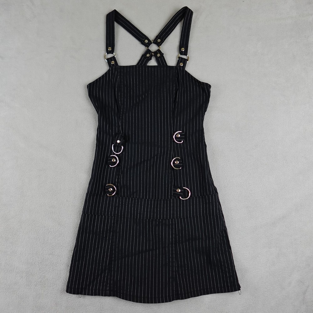 Lip Service Womens Black Pinstripe Bondage Dress with Straps Gangsta Pranksta Vintage Style