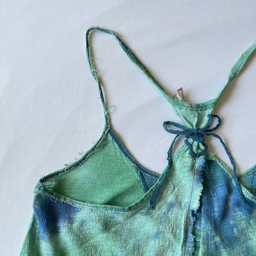 Free People Top S Tank Backless Tie Dye Blue Green Swing Open Studded Bohemian - Picture 17 of 24