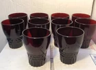 10 Vintage Anchor Hocking 4” Royal Ruby Red Windsor Drinking Glasses