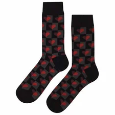 NWT Half Heart Dress Socks Novelty Men 8-12 Black Crazy Fun Sockfly