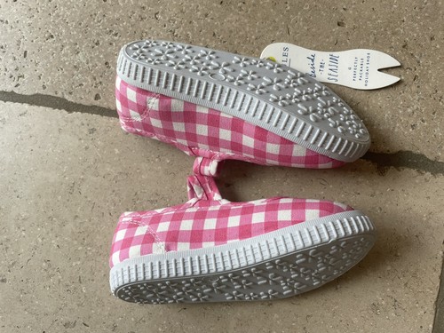 BNWT Joules Girls Canvas Pink Check Shoes Size Uk 9 Junior - Picture 5 of 10