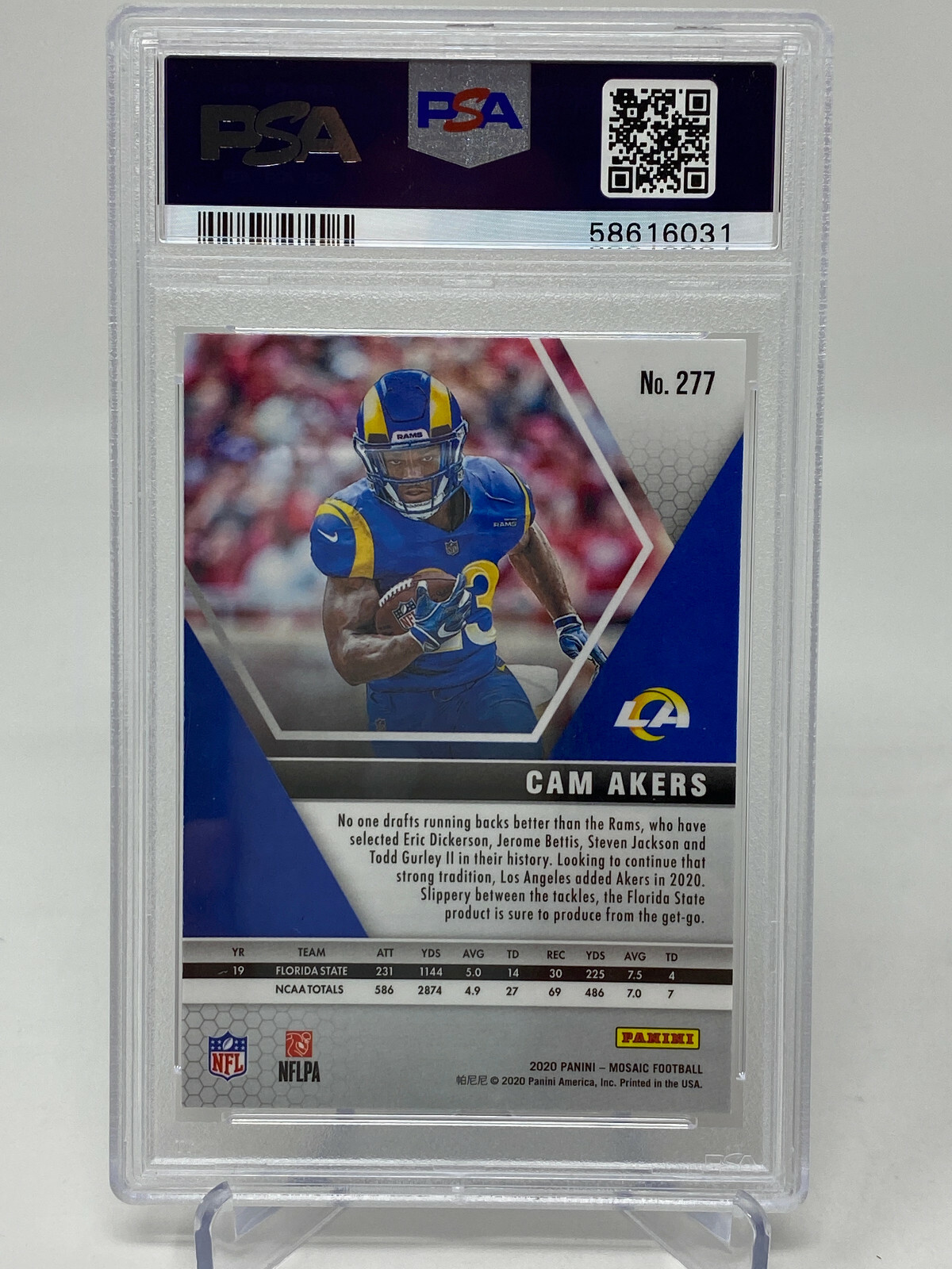 2020 Panini Mosaic #277 Cam Akers Rookie Card - PSA 10 view 4