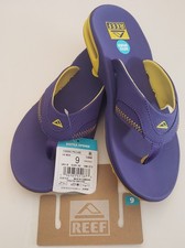 REEF FANNING Pregame Sandals Men's 9 Purple/Gold Flip Flop Bottle Opener