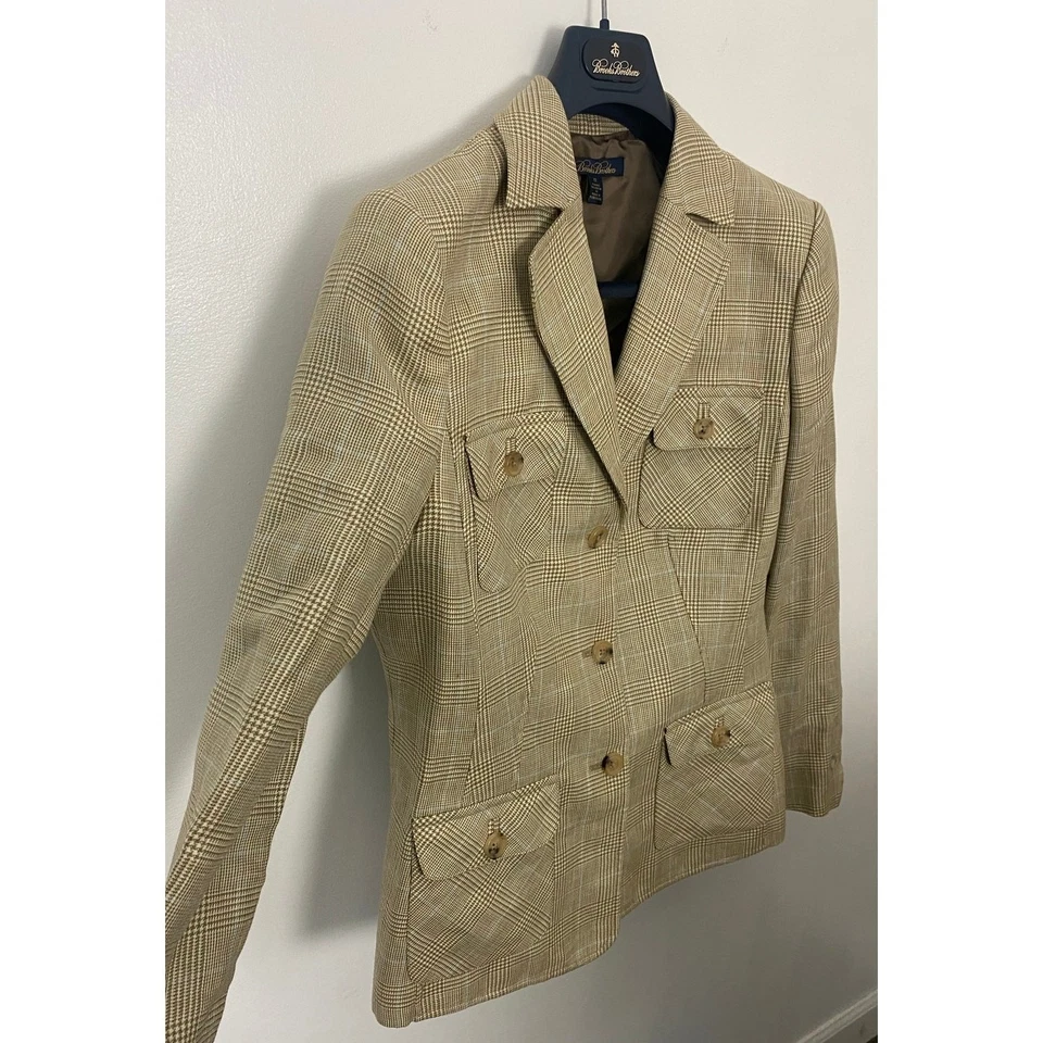 Mujeres Brooks Brothers Moon Lino Lana Cuadros 2 Piezas Falda Ecuestre Traje 12 Foto 3 de 4