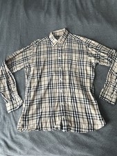 Burberry London Shirt Men  s Medium Beige Nova Check Button Down Made In USA Vtg