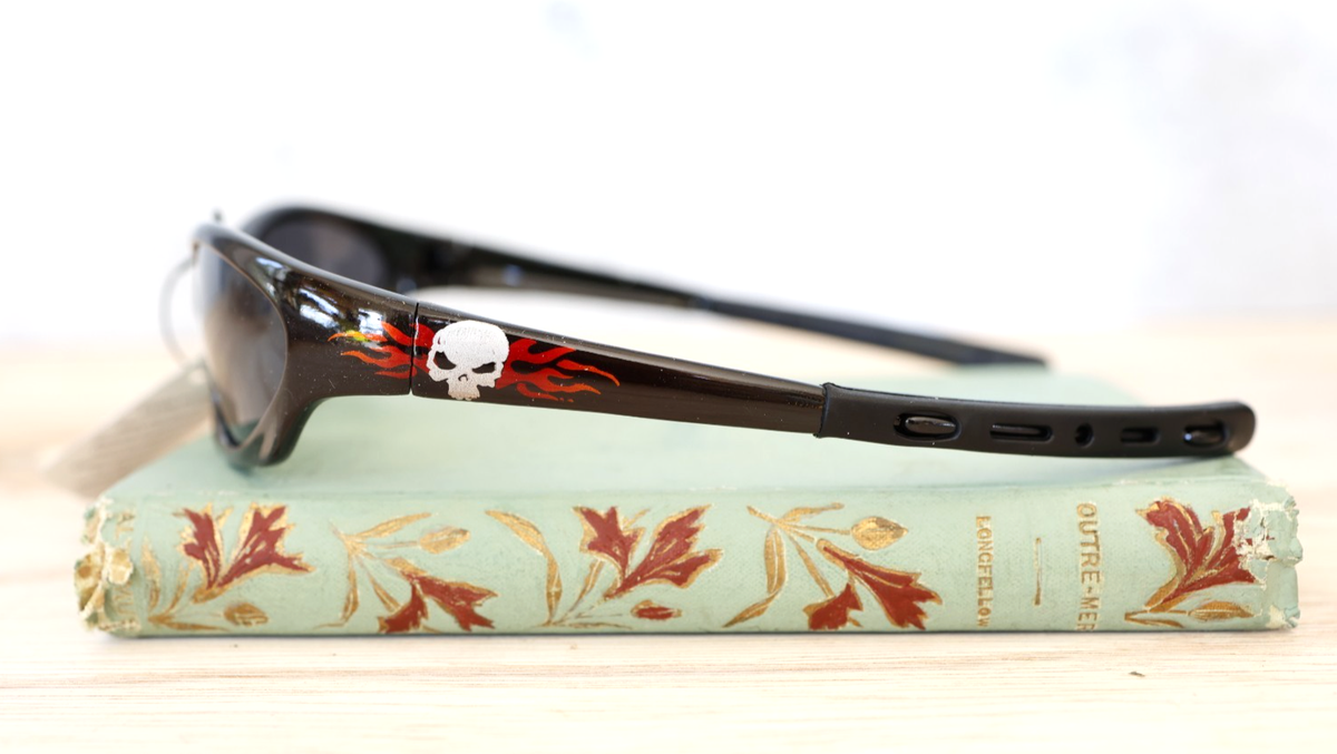 メンズ Y2K Flame Pattern Oval Sports Sunglasses