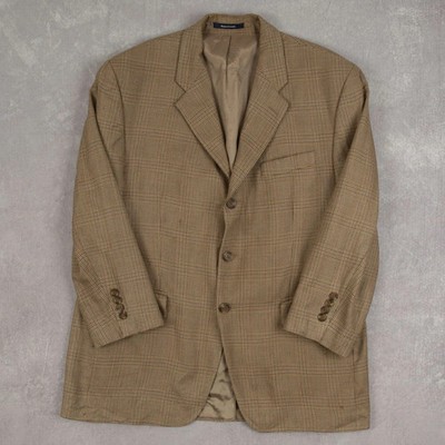 Ralph Lauren Vintage Karierter Blazer Jacke Große Herren 90er Beige Prep
