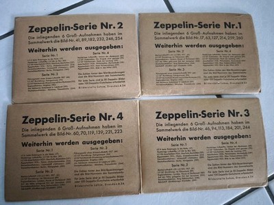 Sammelwerke der Zeppelin-Serien Nr. 1, 2, 3 und 4, die von der Bilderstelle