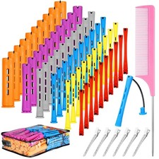 68 Pcs Hair Perm Rods Set - 6 Sizes Plastic Cold Wave Rods with Rat Tail Combs H