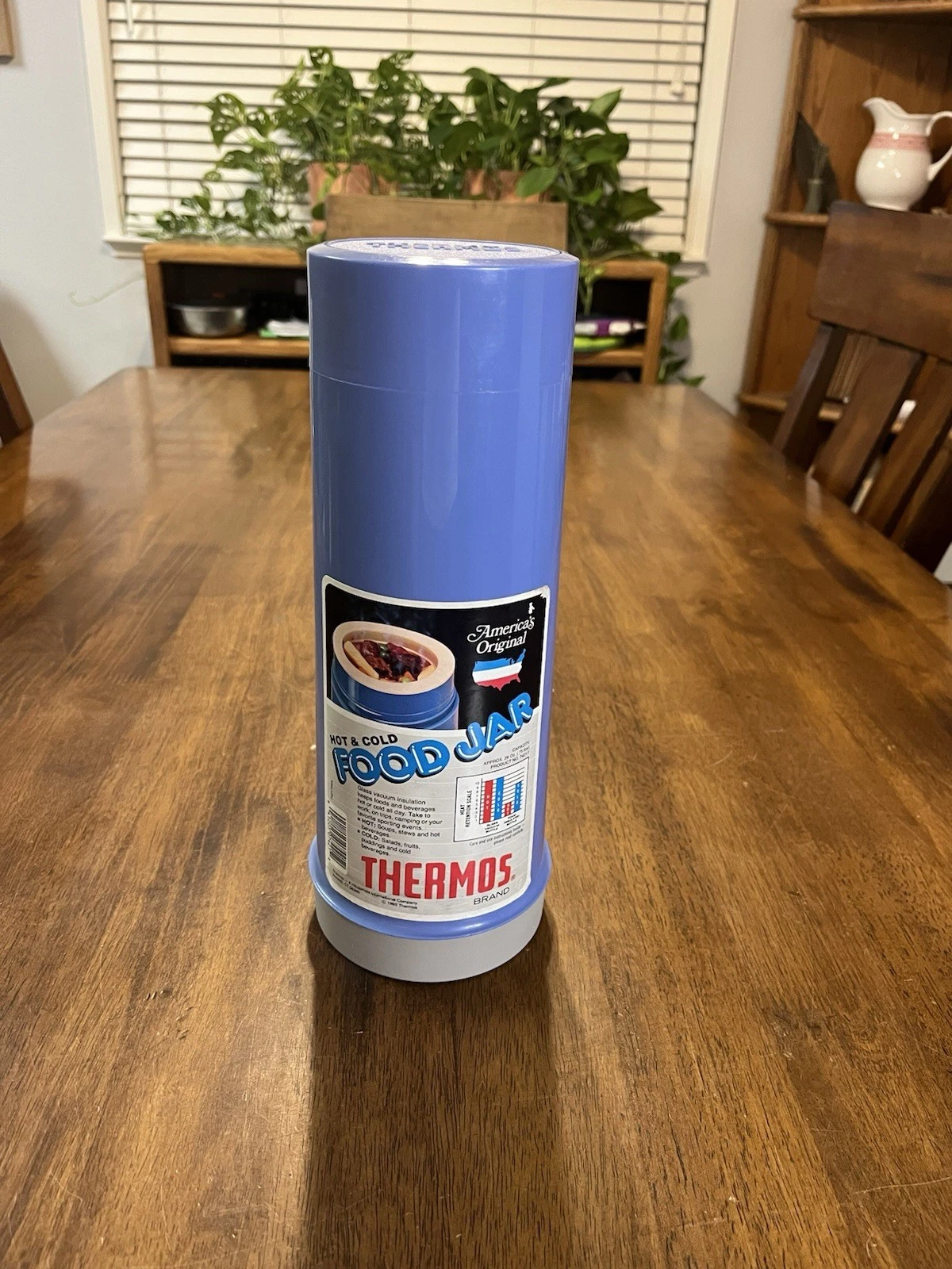 NEW Vintage 1985 Thermos Insulated 7421/1 Vacuum 26 oz Hot & Cold Food Jar, Blue