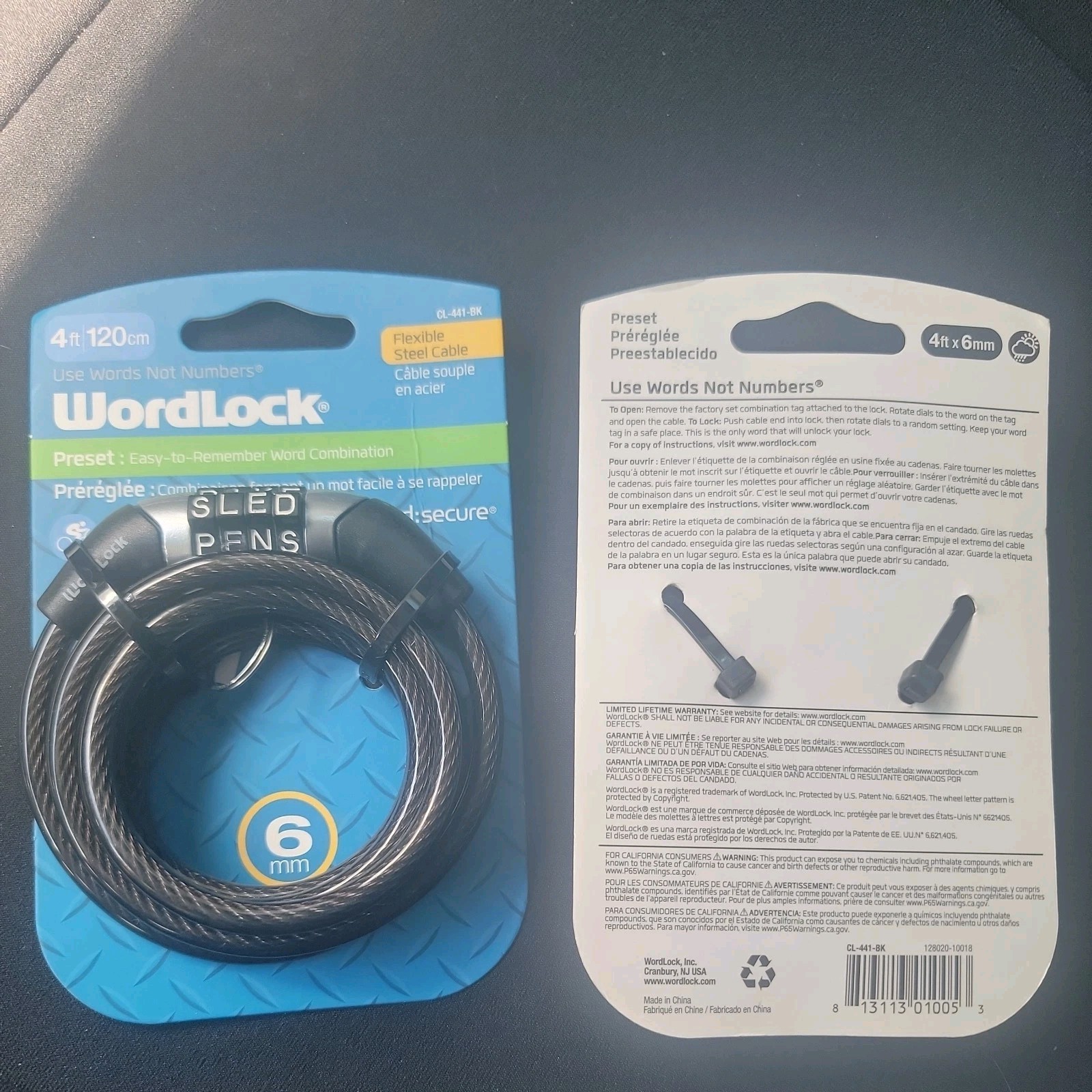 Wordlock Disc 4 ft' 6mm WordLock. Flexible Steel Cable. Use Words Not Numbers. (1 ...