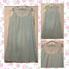 Vintage Cotton Nightgown Soft New York Night Flowers Lace Trim M Coquette