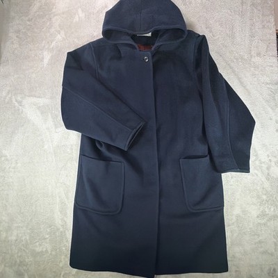 VTG Forecaster Of Boston 100% Wool Coat Women s Size 11/12 Blue Hooded