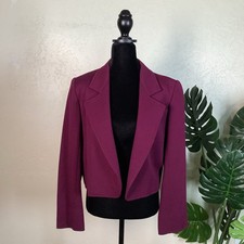 Vintage Yves Saint Laurent Rive Gauche Cropped Wool Blazer Jacket Plum Sz S/38