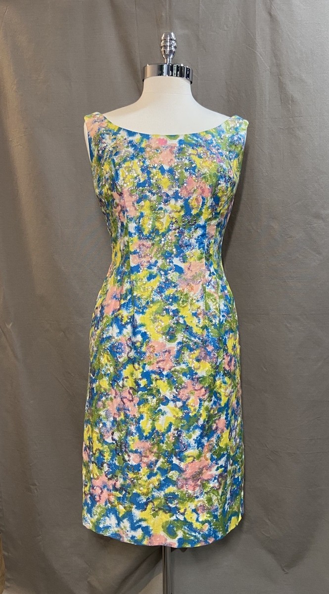 Vintage 1960's Watercolor Sequin Cocktail Dress Size 6