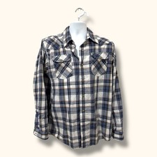 Wrangler Jeans Co Men  s Blue Plaid Pearl Snap Western Cowboy Shirt L