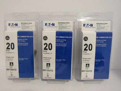 3-Pack Eaton Cutler-Hammer BR Combination AFCI Circuit Breaker 20 Amp 1 Pole